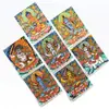 Pintura Thangka Dorada Pintada a Mano de los Cinco Budas, Buda de la Riqueza Amarillo, Tara Verde, Mahakala y Núcleo de Pintura Thangka del Nacimiento de Buda sobre Lienzo Especial