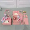 Bolso tejido a mano de HelloKitty bolsa de material casera para hacer tú mismo bolso bandolera de gato KT para regalo de novia novias