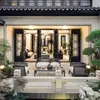 Nuevo Sofá de Mimbre Estilo Chino, Silla de Mimbre para Exteriores, Jardín al Aire Libre de Villa, Patio de Calle Comercial, Muebles de Juego de Sofá de Mimbre Imitación