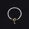 2025 Moda Nueva Transfronteriza Pulsera de Letras Inglesas Cobre Incrustado Circonita Oval Perla de Imitación Pulsera de Perlas al por Mayor