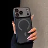 Aplicable a Funda para Teléfono Apple 18promax Rojo Borgoña Ventana Grande iPhone17 Textura de Tela Bloqueo de Color Funda de Succión Magnética 16