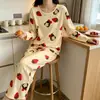 Pijama al por mayor de primavera y otoño invierno para mujer, delgado, de manga larga, pantalones, caricatura, lindo, viento, estudiante pequeño, ropa de casa, traje