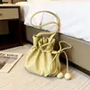Bolsa Cubo Estilo Coreano con Cordón 2026 Verano Nuevo de Moda Color Sólido Simple para Viajar Gran Capacidad de Hombro Cruzado para Mujer