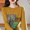 Suéter de punto con cuello redondo estampado para mujer, nuevo retro 2022 otoño e invierno, color de contraste, talla grande, suéter de algodón para mujer, venta al por mayor, generación
