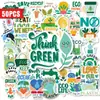 Compra directa transfronteriza de 50 pegatinas de texto ecológicas de ahorro de energía para plantas verdes y protección del océano, calcomanías decorativas impermeables creativas