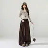 Cross2026 Otoño Invierno Nuevo Estilo Super Buen Ajuste Estilo Coreano Sencillo Tela de Algodón Puro Súper Suave Jeans de Pierna Ancha Mujer
