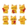 Micro-paisagem criativa fofo animal de estimação amarelo gato da sorte estatueta DIY acessório de decoração ornamento mini de mesa