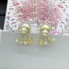 Nuevos Pendientes Dior/Dior Trébol de Cuatro Hojas Estrella Cd para Mujer 2025, Fotos Reales, Pendientes de Perla a Juego Tamaño Nariz de Cerdo