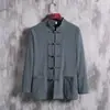 Estilo Chinês Masculino Novo Traje Tang Chinês Camisa de Manga Longa Hanfu Melhorado Top de Outono Casaco Casual Retrô com Fivela