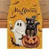 Camino de Mesa Transfronterizo Halloween Calabaza Morada Floral Gótico Decoración de Mesa de Café Cocina Restaurante Fiesta Venta al por Mayor de Fábrica