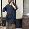 Camisas de Verano para Mujer, Cuello Redondo Retro, Holgadas, Talla Grande, Adelgazantes, de Longitud Media, de Gama Alta, Tops Elegantes para Mujer