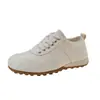 Versión de Piel de Vaca~2026 Planas Redondas Retro Rojas para Mujer con Cordones Versátiles Zapatos de Entrenamiento Alemanes Tenis Casuales