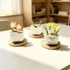 Vaso de flor esmaltado Zibo, ornamento de flor de vidro para suculentas, planta verde, buquê de flores artificiais de presente para dezembro, decoração de mesa