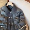 Chaqueta acolchada de algodón estilo Chanel con rombos y costuras de solapa negras para mujer, estilo occidental, de alta gama, elegante y de aspecto entallado, para otoño e invierno.