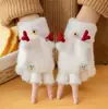 Guantes de Peluche de Capibara Lindos para Mujer, Cubierta Plegable de Medio Dedo para Invierno, Compatibles con Pantalla Táctil, Cálidos y Gruesos, para Estudiantes y Ciclismo, a Prueba de Frío