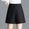 Shorts de jacquard para mujer, nuevo estilo otoño e invierno 2026, modernos y versátiles, de cintura alta, corte holgado, línea A adelgazante, pierna ancha, pantalones casuales