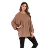 Amazon Wish Exportación Transfronteriza Moda de Otoño Ropa Europea y Americana Talla Grande Camiseta de Manga Larga Color Puro Cuello Redondo Top para Mujer