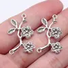 32x 24mm 1.5g prata antiga acessórios DIY flor pingente de flor conector