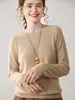 Tejidos de Cachemira para Mujer 2026 Otoño e Invierno Nuevo Estilo Listo para Usar Cuello Redondo Jersey Color Sólido Versátil Camiseta Básica de Cachemira