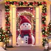 Decoração de Porta Janela de Natal Tecido de Fundo Laço Sino Tema Boneco de Neve Fundo para Fotos Fonte de Fábrica Transfronteiriça