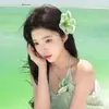 Atmósfera Super de Hada, Pasador de Flor Rosa Puro y Deseable, Accesorio para el Cabello con Borla de Flor Fresca para Permanente, Nuevo Adorno para el Cabello Elegante Estilo Chino Hanfu