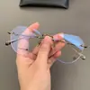 Armazones para Gafas con Forma de Corazón Mike Xinluo para Hombres y Mujeres, Diseño Polygonal sin Montura, Adecuados para Lentes Graduados o de Sol, Titanio Puro Ultraligero, Armazones para Gafas Artísticos Retro
