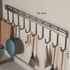 Estante de Ganchos sin Taladro para Colgar Cucharas y Espátulas, Estante de Ganchos de Cocina, Estante de Almacenamiento Resistente para Montar en la Pared para la Entrada