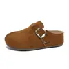 Zapatos tipo Birkenstock para mujer con suela gruesa, punta falsa separada, colección otoño 2026, diseñados para mujeres menudas, slip-on, punta cerrada, estilo media pantufla, aptos para usar en exteriores