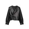 Atacado de Roupas Femininas Transfronteiriças Outono 2026 Novo Estilo Europeu e Americano Gola Lapela Jaqueta com Fivela de Couro Sintético 5479/248