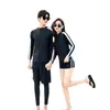 Traje de Buceo Coreano Pareja Femenina Manga Larga Traje de Baño Medusa Hombres Dividido Cremallera Pantalones con Protección Solar Traje de Snorkel Delgado