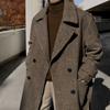 Abrigo de lana gruesa de invierno MYQ para hombre, estilo coreano, por encima de la rodilla, largo medio, cortavientos, holgado, con diseño de espiga, a la moda
