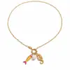 Collar de Acero Inoxidable Transfronterizo Yuhui Estilo Océano Colgante de Pez y Perla Chapado en Oro Real Acero Inoxidable Resistente al Desgaste