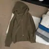 2026 Otoño Temprano Tejido de Gofre / Estilo Perezoso Retro Coreano Sudadera con Capucha de Punto de Doble Cremallera Suéter de Color Sólido Abrigo