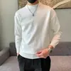 Novo suéter 2023 masculino marca de moda coreana cor sólida slim suéter básico outono e inverno gola alta meia gola