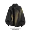 Chamarra de alta calidad para hombre con cuello alto y cierre, para primavera y otoño, diseño simple y holgado, a prueba de viento, otra ropa de abrigo