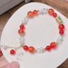 Nueva Pulsera Atrapasueños de Ágata Roja China para Mujer, Pulsera de Perlas Elegante Retro de Alta Gama, Pulsera para Novia/Estudiante