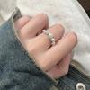 Anillo abierto de circonita y perla de estilo coreano para mujer, estilo frío, moderno, distintivo, exquisito, combinable, de alta gama.