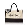 Amazon equipo de novia transfronterizo bolsa de mano de lona doble color blanco y negro fiesta de despedida de soltera de boda novia