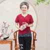 Traje de verano de manga corta para abuela, camiseta para mujeres de mediana edad y mayores de 60 a 70 años, madre, esposa, ropa holgada para personas mayores.