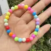 Pulseira Infantil Contas Acrílicas Coloridas Meninas Bonitas Contas de Pérola de Plástico Coloridas Pulseira de Contas Pulseira de Flor