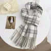 Bufanda Cuadros con Borlas Estilo Coreano para Estudiantes en Otoño e Invierno, Bufanda Versátil Cálida y Engrosada, Chal de Doble Uso para Mujeres