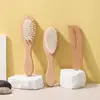 Cepillo de Lana de Madera, Cepillo para Bebé, Cepillo de Baño, Peine de Cojín de Aire de Madera, Peine de Cojín de Aire para Masaje del Cuero Cabelludo, Peine Plano de Madera de Haya, Peine de Madera para Masaje