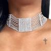 Collares Europeos y Americanos para Mujer, Rayas Horizontales Multicapa, Collares Cuadrados, Pedrería, Diamantes Completos, Accesorios para Banquetes, Accesorios de Pasarela de Moda al por Mayor