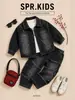 Conjunto de Ropa de Otoño para Niños 2026 Nuevo Estilo para Bebés y Niños Pequeños Informal Chaqueta de Mezclilla con Borde Deshilachado de Tres Dimensiones Conjunto de Dos Piezas de Manga Larga