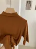 Camiseta Lisa de Manga Média com Gola Alta KEKEZOON Slim Fit para Camadas, Atacado 8527