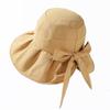 Primavera e verão novo arco chapéu de pescador casual chapéu de moda dobrável chapéu de pano praia chapéu legal à prova de vento mulheres coreanas