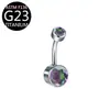 Nuevo Modelo Transfronterizo G23 Aleación de Titanio Rosca Interna Piercing de Ombligo Estilo Cilíndrico con Incrustación de Circonita F136 Joyería para Piercing Anillo de Ombligo