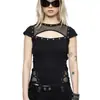 Estilo Europeo y Americano Gótico con Cordones Malla Rasgada Transparente Calle Oscura Camiseta sin Mangas Transfronteriza Ajustado Color Sólido Top para Mujer Venta al por Mayor