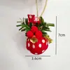 Adornos de Bolas de Tela Navideñas Decoraciones para Árbol de Navidad Bolas de Tela de Lunares Rojos y Blancos Campanas Rojas con Puntos Blancos Adornos de Campana Festivos Navideños