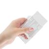 Funda para tarjeta horizontal transparente y rígida, venta al por mayor, de plástico horizontal con ranura para el pulgar, portatarjetas, porta credencial, disponible en stock